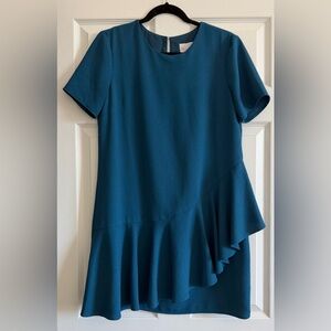 Charles Henry Teal Shift Dress with Short Sleeves. Fully lined